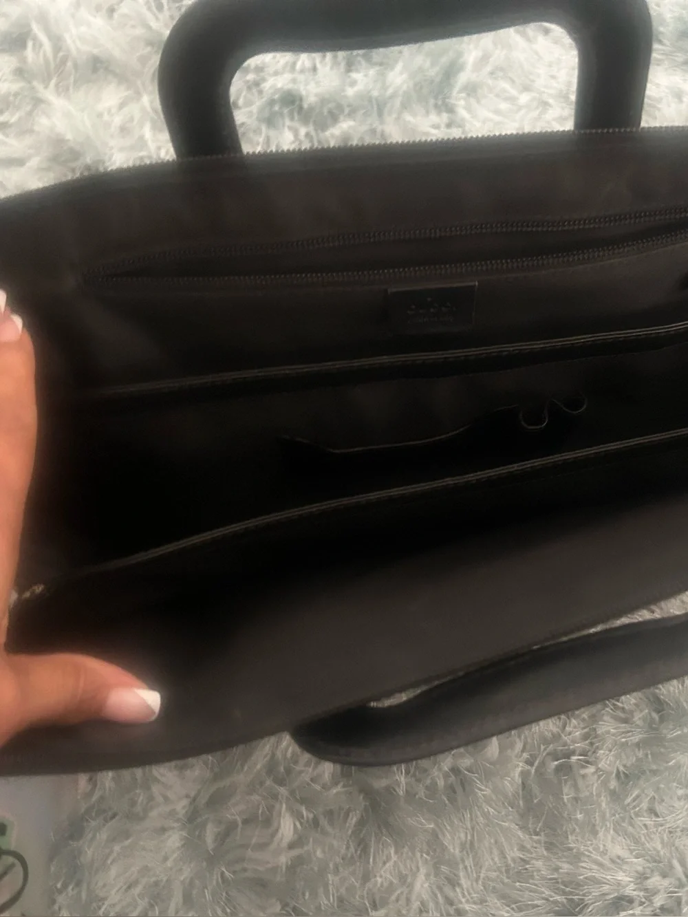 Gucci Men's/Women’s GG Supreme Briefcase in Beige and Dark Brown Leather